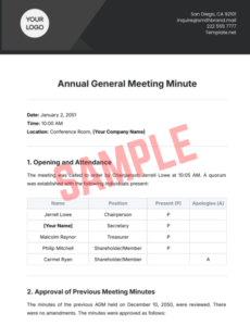 Free Annual Shareholder Meeting Notice Template