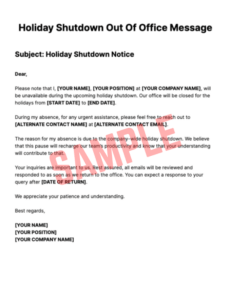 Free Holiday Shutdown Notice To Employees Template Editable Holiday Shutdown Notice To Employees Template