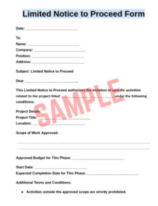 Free Limited Notice To Proceed Construction Template