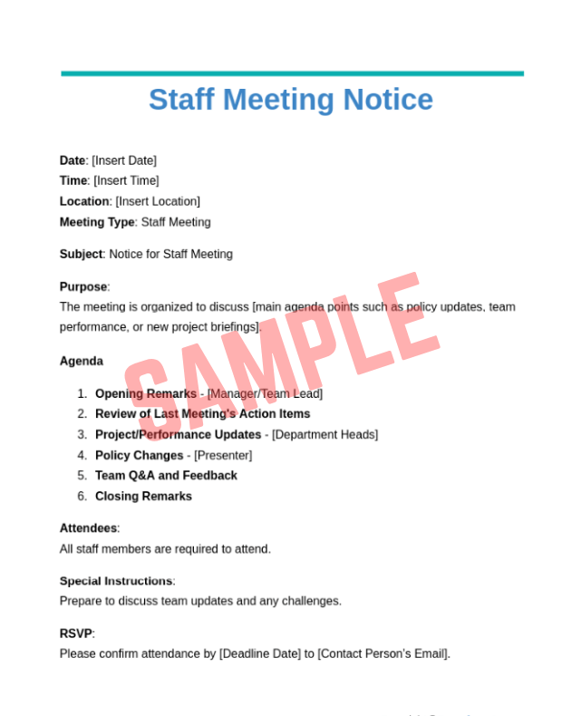 Free Mandatory Staff Meeting Notice Template Editable Mandatory Staff Meeting Notice Template