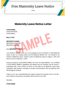 Printable Maternity Leave Notice To Employer Template Free Maternity Leave Notice To Employer Template