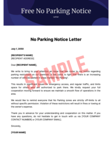 Free No Parking Warning Notice Template