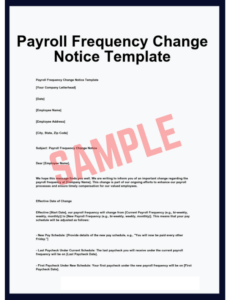 Printable Payroll Frequency Change Notice Template Free Payroll Frequency Change Notice Template