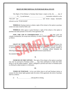 Editable Right Of First Refusal Notice Template Free Right Of First Refusal Notice Template