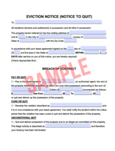 Free Self Storage Eviction Notice Template