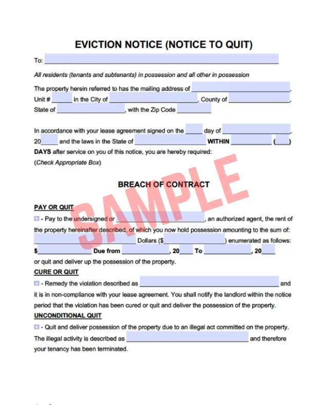 Printable Self Storage Eviction Notice Template Free Self Storage Eviction Notice Template