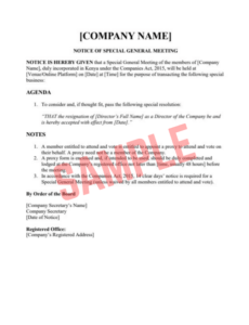 Editable Special General Meeting Notice Template