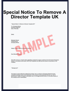 Printable Special Notice To Remove A Director Template Free Special Notice To Remove A Director Template