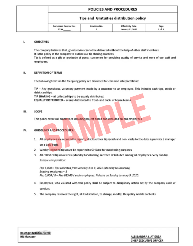 Printable Tips And Gratuities Notice Template Free Tips And Gratuities Notice Template